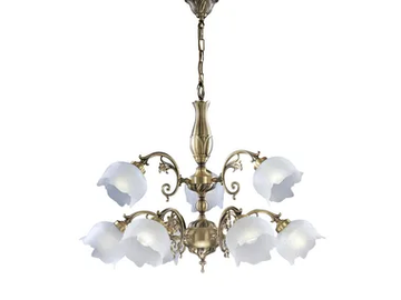 BIANCA 25/6+3 - Satin brass chandelier with glass by Possoni Illuminazione - view 2